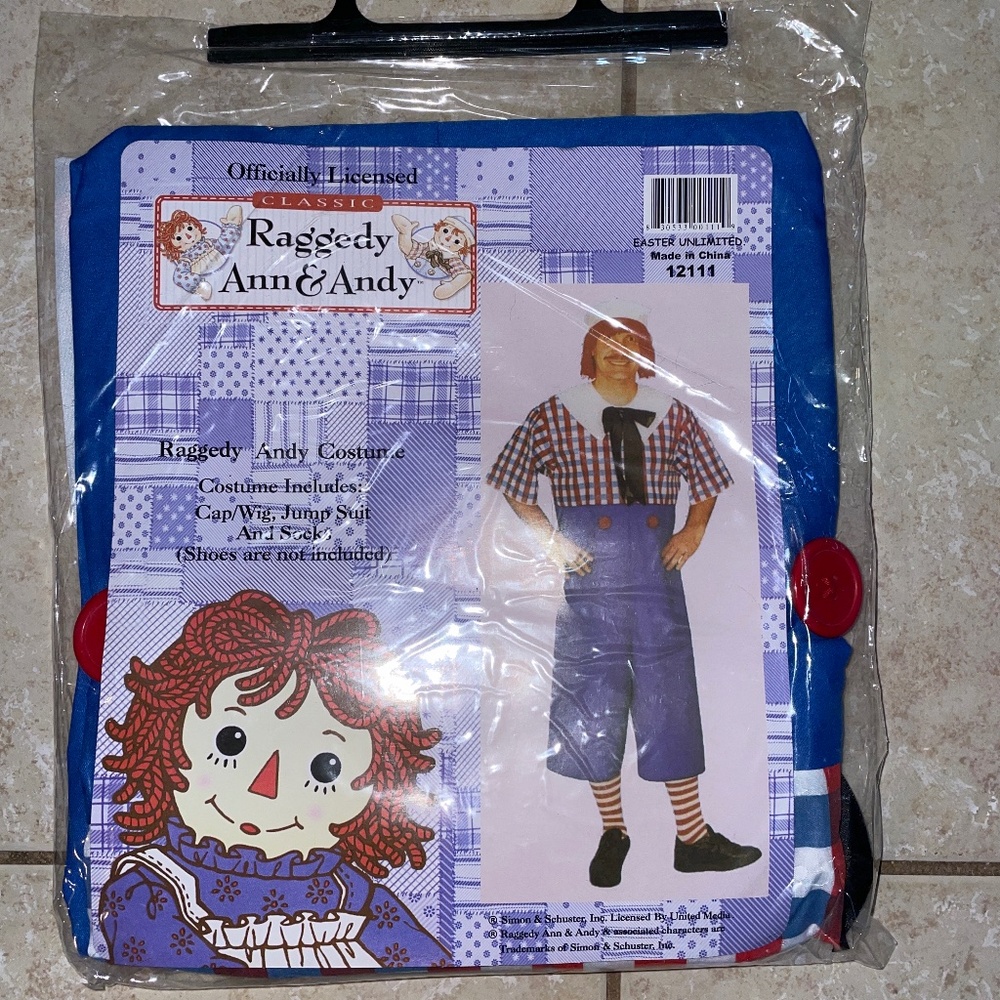 COPY - ADULT  RAGGEDY ANDY DOLL HALLOWEEN COSTUME DRESS WIG SOCKS NEW